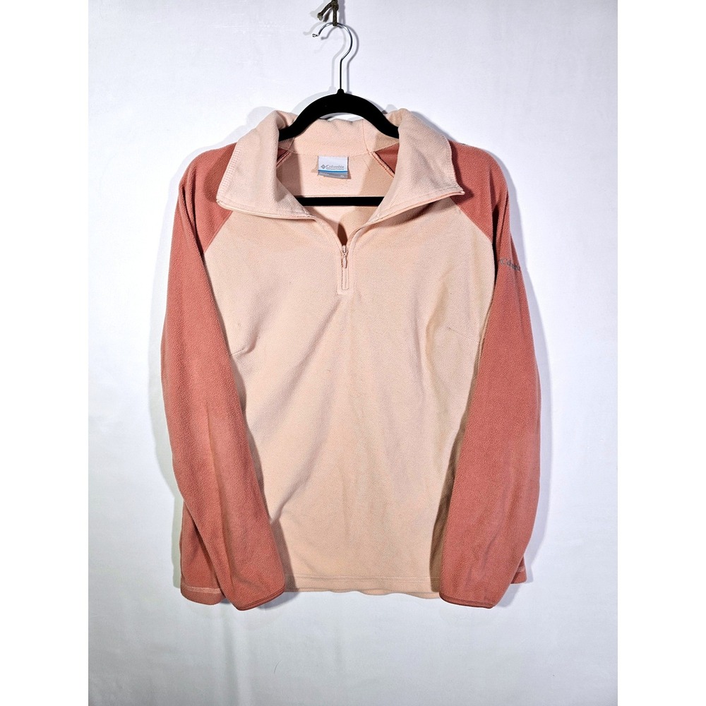 Gorpcore Outdoor Columbia Quarter Zip Fleece Pullover Womens XL Peach Pink XL6